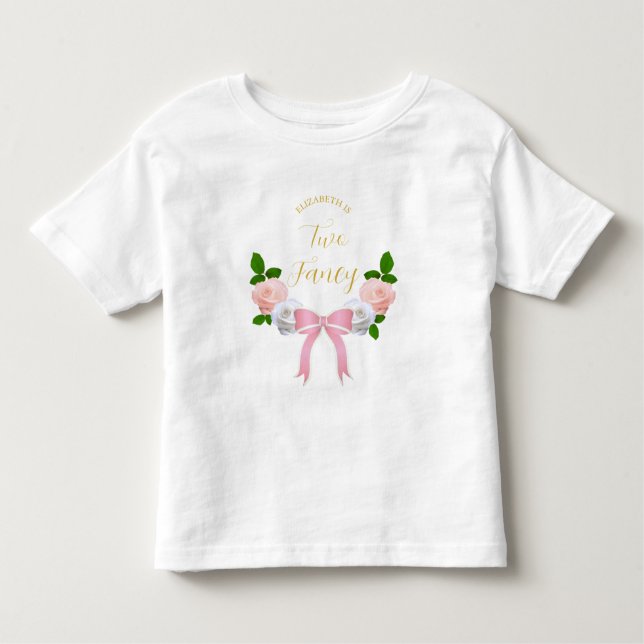 Två Fancy Bow Blommig Födelsedag T Shirt (Framsida)