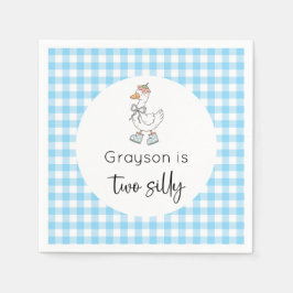 Två Fånig Goose Blue Birthday Pappersservett