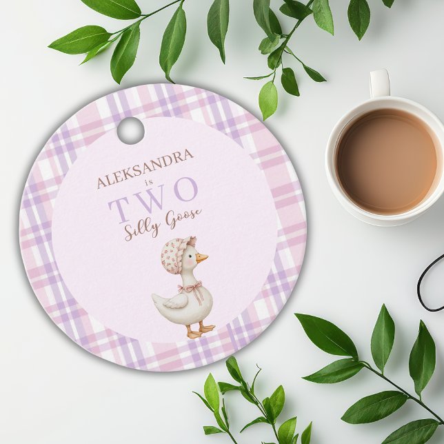 Två Fånig Goose Girl 2:a födelsedagen Party Tack Gåvor Etiketter (Skapare uppladdad)