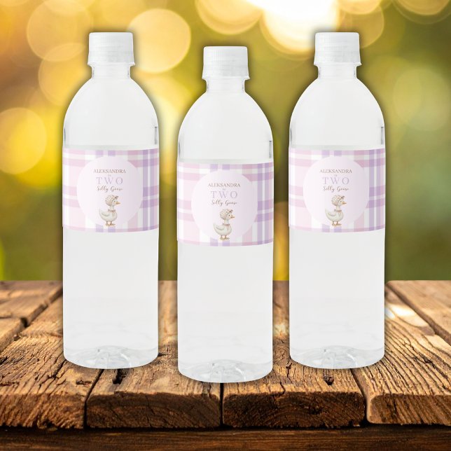 Två Fånig Goose Girl 2:a födelsedagen Party You Vattenflaskor Etikett (Skapare uppladdad)