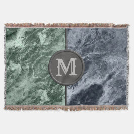 Två färg marble monogram - Plocka färger Filt