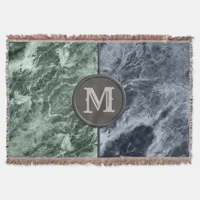 Två färg marble monogram - Plocka färger Filt (Framsidan)