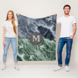 Två färg marble monogram - Plocka färger Fleecefilt