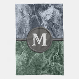 Två färg marble monogram - Plocka färger Kökshandduk