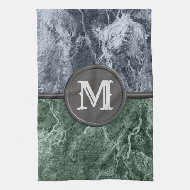 Två färg marble monogram - Plocka färger Kökshandduk (Vertikal)