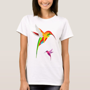 Två färgstarka fluguerande Hummingbird Tee Shirt