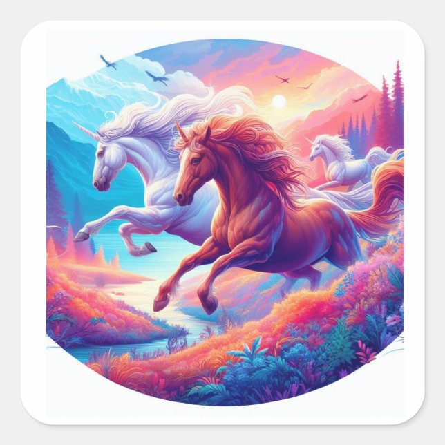 Två färgstarka universitet fyrkantigt klistermärke (Framsida)