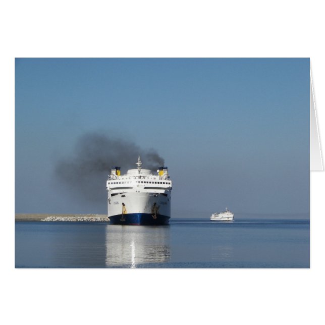 Två färjor i Grekland Hälsningskort (Framsidan Horizontal)