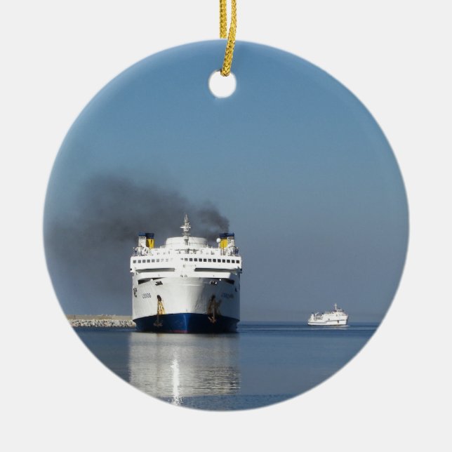 Två färjor i Grekland Julgransprydnad Keramik (Framsidan)