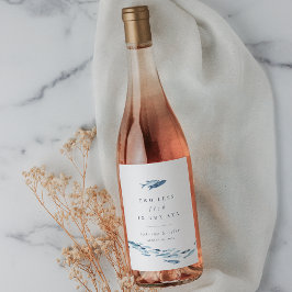 Två Färre Fiskar i Havet Bröllop Vinflaska Etikett