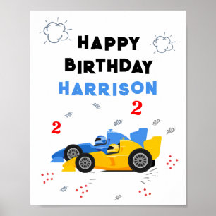 Två Fast 2:a födelsedagsbilars Tävla för barn, Nam Poster