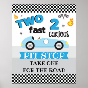 Två Fast 2 Nyfikna racecar-födelsedagsskylt Poster