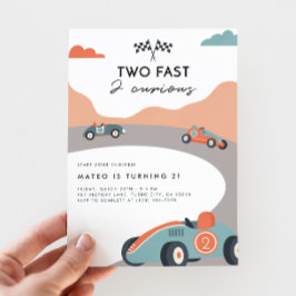 Två Fast 2-Nyfikna Retro-Tävling-kort, andra födel Inbjudningar