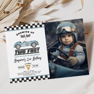 Två Fast Boy 2:a födelsedag med Party-bilfoto i Tä Inbjudningar