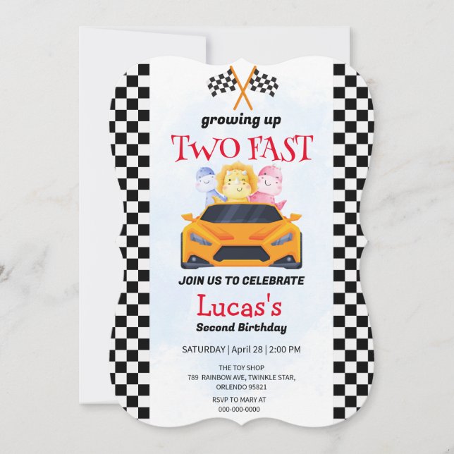 Två Fast Dinosaur-Tävling-bilar, andra födelsedag  (Framsida)