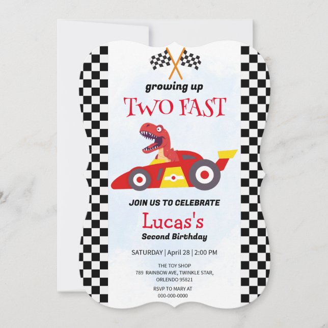 Två Fast Dinosaur-Tävling-bilar, andra födelsedag  (Framsida)