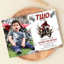Två Fast Dirt Bike Äventyr 2:a födelsedagsfoto Inbjudningar