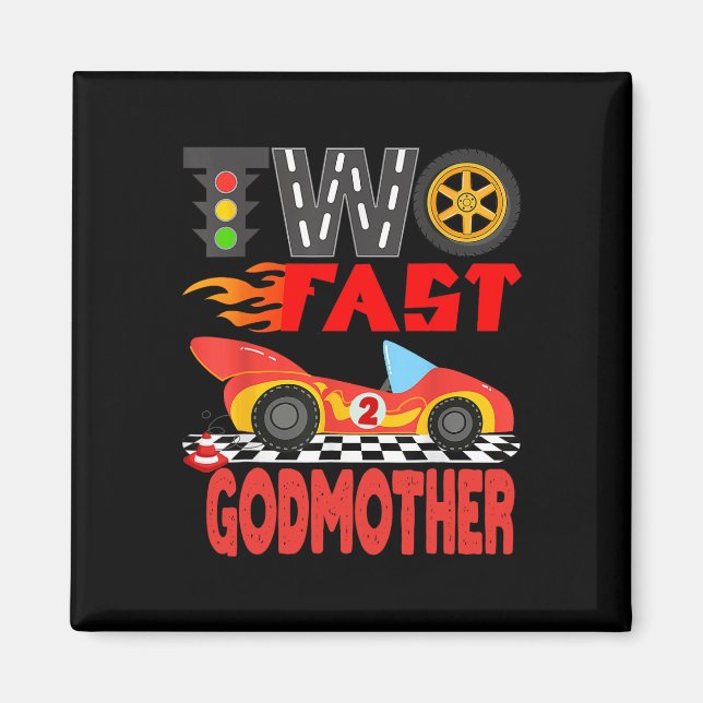 Två Fast Godmor Pit Crew-Tävla-bilfamiljefel Magnet (Framsidan)