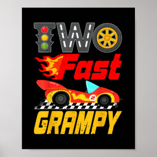 Två Fast Grampy Pit Crew-Tävla-bilfamiljens födels Poster