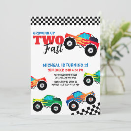 Två Fast Monster Lastbil, andra födelsedagsinbjuda Inbjudningar
