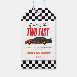 Två Fast Red Flame-Tävling-kort, andra födelsedag Presentetikett