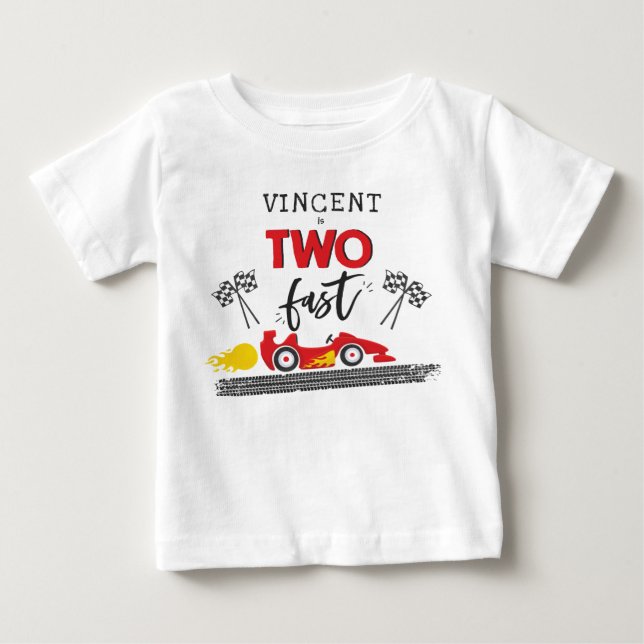 Två Fast Red Tävling-bilsportar 2:a födelsedag Par T Shirt (Framsida)