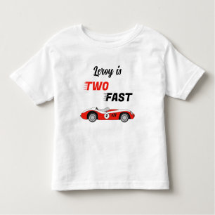 Två Fast Red Vintage Tävling Car Boy 2:a födelseda T Shirt