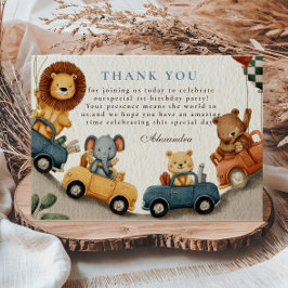 Två Fast Safari-djur, andra födelsedagen Tack Kort