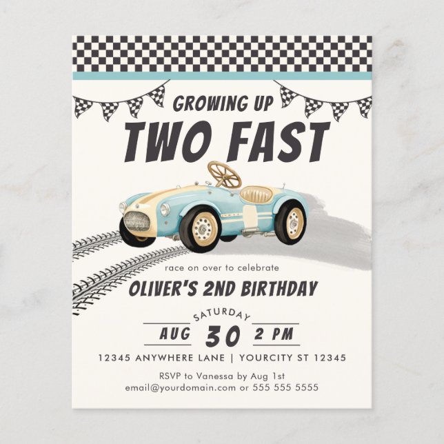 Två Fast Tävling Car Boy 2:a födelsedag Party (Framsida)
