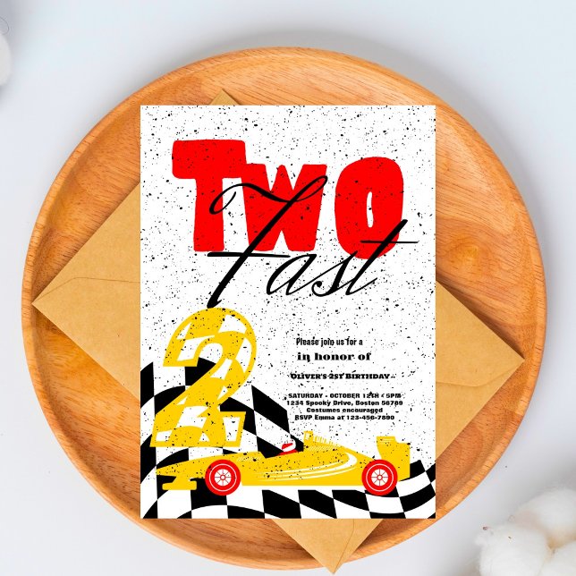 Två Fast Tävling Car Boy 2:a födelsedag Party inbj Inbjudningar (Skapare uppladdad)