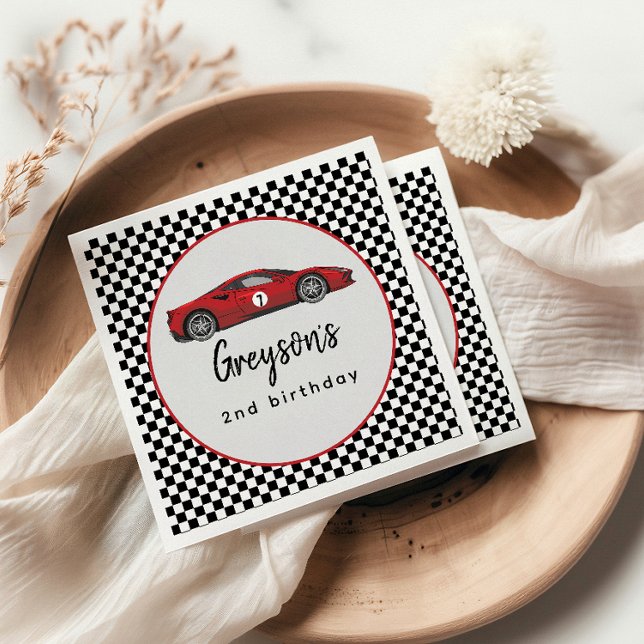 Två Fast Tävling Car Boy 2:a födelsedagen Party Pappersservett (Skapare uppladdad)