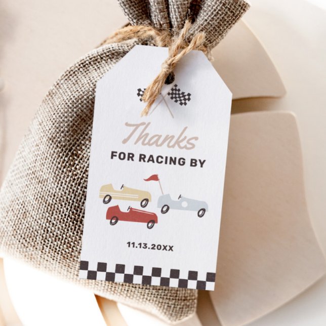 Två Fast Tävling Car Boy 2:a födelsedagen Party Presentetikett (Skapare uppladdad)