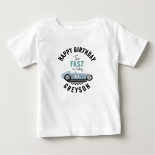 Två Fast Tävling Car Boy 2:a födelsedagen Party T Shirt