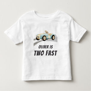 Två Fast Tävling Car Boy 2:a födelsedagen Party T- T Shirt