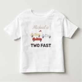 Två Fast Tävling Car Boy 2:a födelsedagen T Shirt