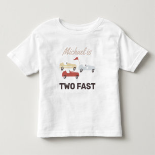 Två Fast Tävling Car Boy 2:a födelsedagen T Shirt