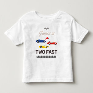 Två Fast Tävling Car Boy 2:a födelsedagen T Shirt