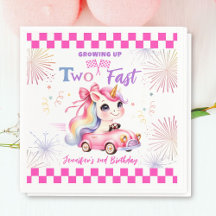 Två Fast Tävling Rosa Car Girl 2:a födelsedagen Pa
