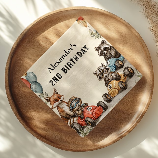 Två Fast Woodland Animals 2:a födelsedagen Pappersservett (Skapare uppladdad)