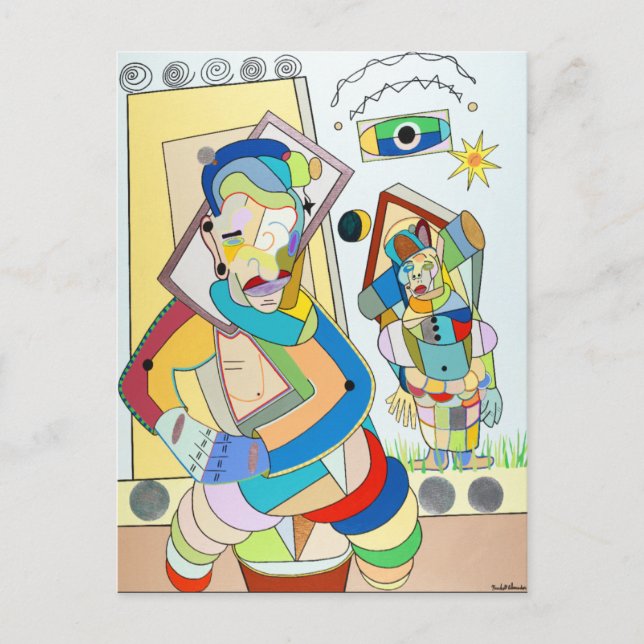 "Två Figurer: O och Ru" av Ruchell Alexander Vykort (Framsida)