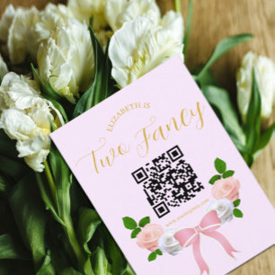 Två Finare Bow Blommigt Birday Registry Tilläggskort