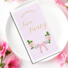 Två Finare Bow Blommigt Birthday Napkins Pappersservett