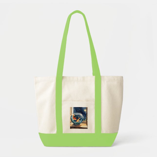 Två fiskar i en skål tygkasse (Framsidan)