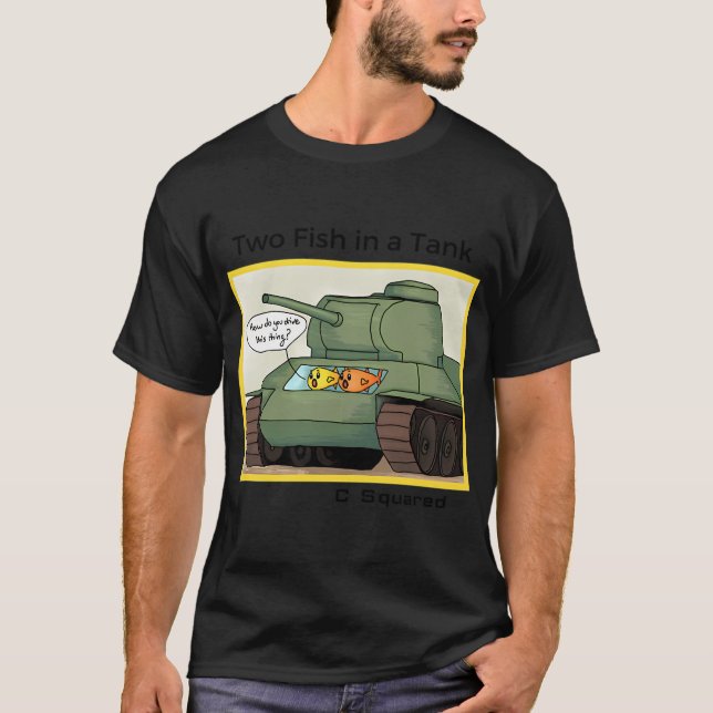 Två fiskar i en tank t shirt (Framsida)