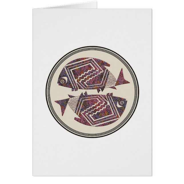 Två fiskar, Mimbres Pottery, bild 18-kort Hälsningskort (Framsidan)