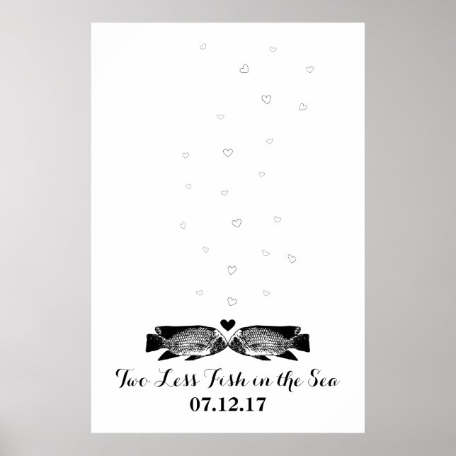Två fiskar mindre i havet Tumavtryck Gästbok Poster (Framsidan)