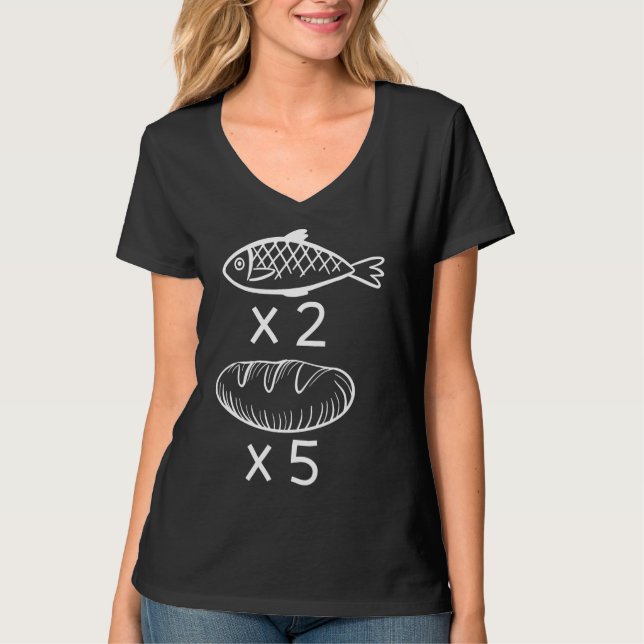 Två fiskar och fem brödraband t shirt (Framsida)
