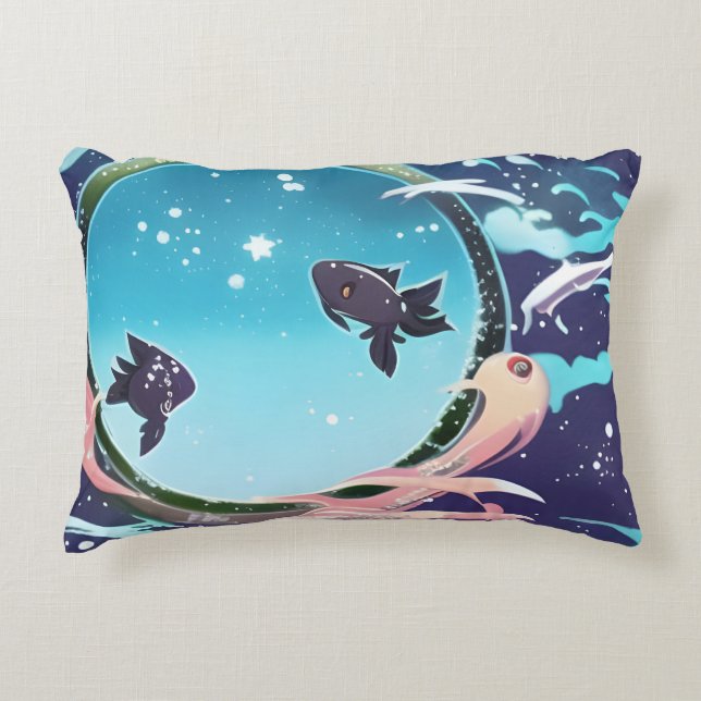 Två fiskar prydnadskudde (Framsidan)