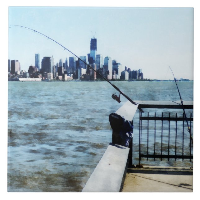 Två fiskespön kakelplatta (Framsidan)