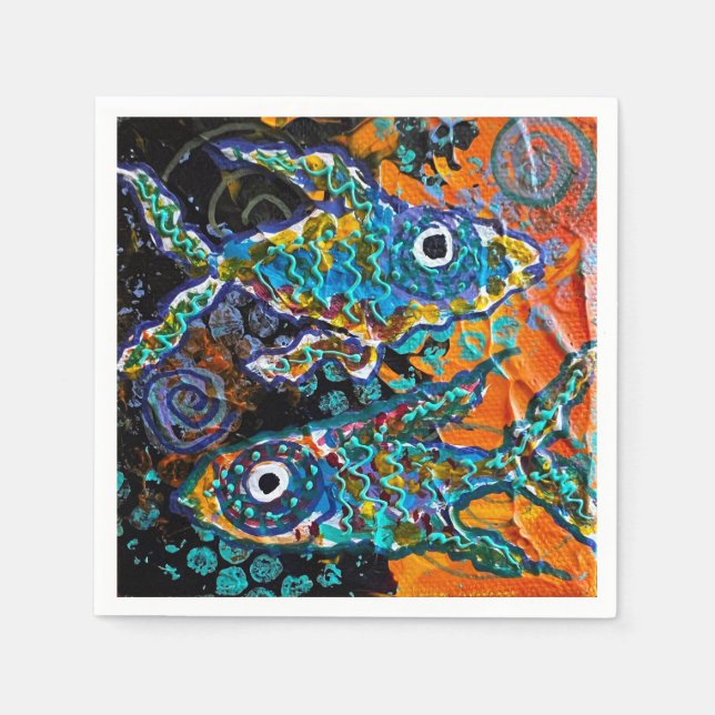 Två fiskkapkin pappersservett (Framsidan)